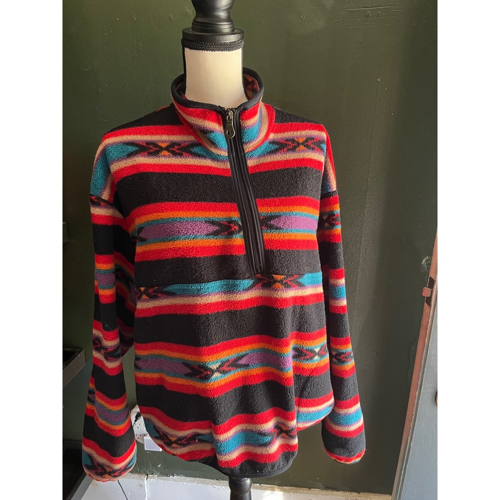 Woolrich Mens XL Southwestern Fleece Quarter Zip Pullover Aztec vintage USA